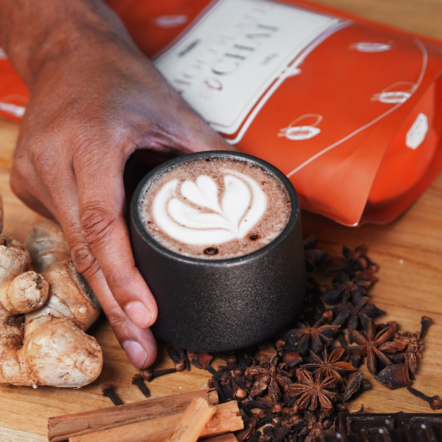 chocolate chai latte art